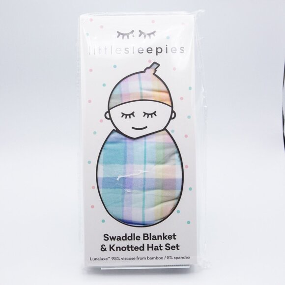 Little Sleepies Other - Little Sleepies Swaddle Blanket & Knotted Hat Set Lunaluxe bamboo viscoseNEW NIB